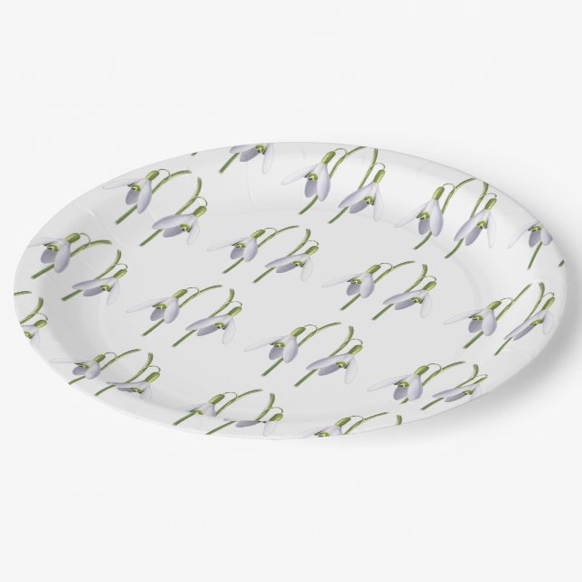 Snowdrop Fabric Pattern. Paper Plate (Angled)