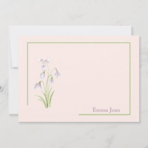 Snowdrop Floral Personalised Stationery Card