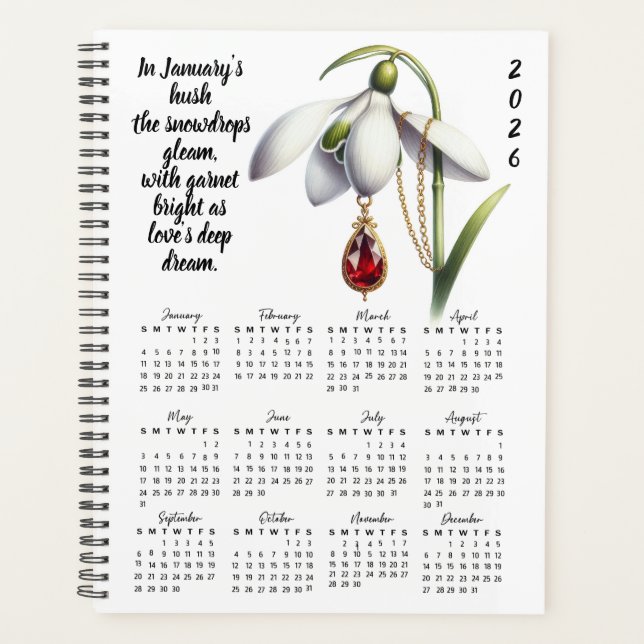 Snowdrop & Garnet January Verse – 2026 Planner (Front)