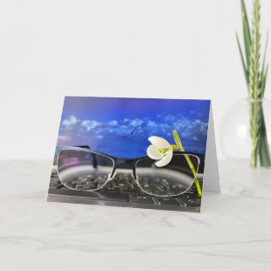 Snowdrop glasses keyboard card