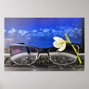 Snowdrop glasses keyboard poster