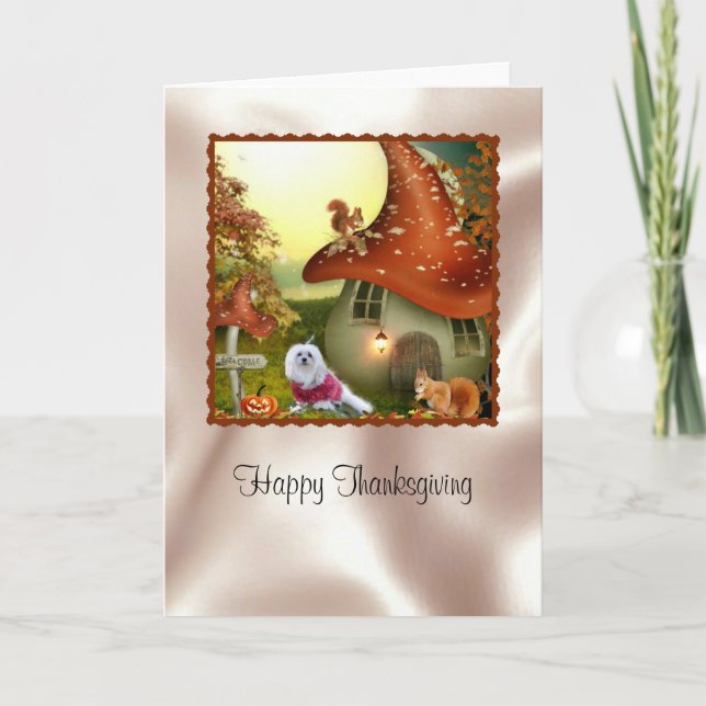 Snowdrop the Maltese Thanksgiving Card (Front)