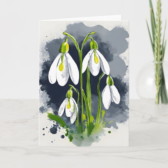 Snowdrop - Watercolor flowers Card (Front)