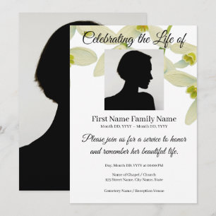 Snowdrop white memorial invitation