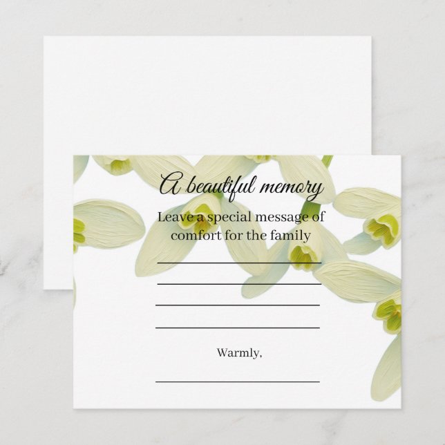 Snowdrop white memorial message card (Front/Back)