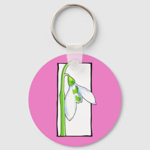 Snowdrop white pink Keychain