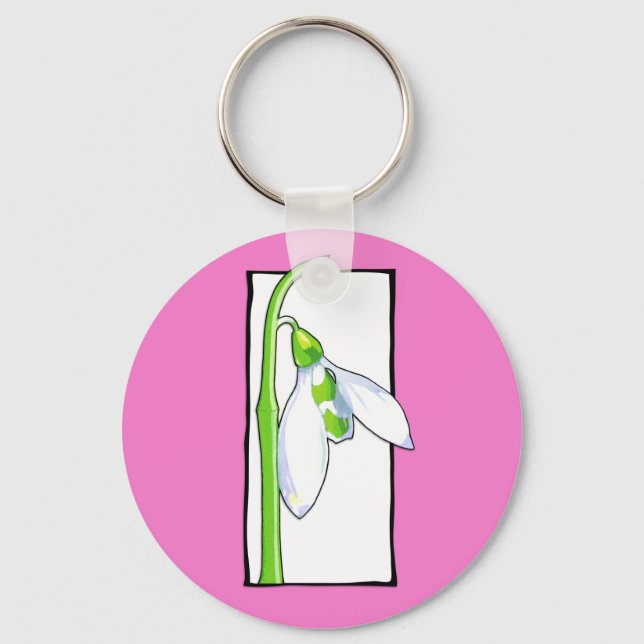 Snowdrop white pink Keychain (Front)