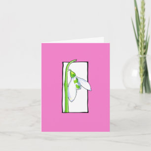 Snowdrop white pink Note Card
