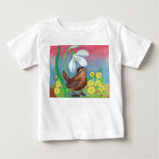 Snowdrop & wren bird summon the spring  baby T-Shirt