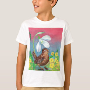 Snowdrop & wren bird summon the spring Boys' T-Shirt
