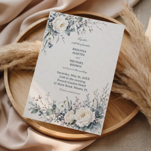 Snowdrops Among Frosted Ivory Roses Invitation