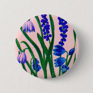 snowdrops and scilla 6 cm round badge