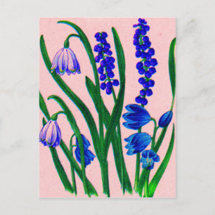 snowdrops and scilla postcard