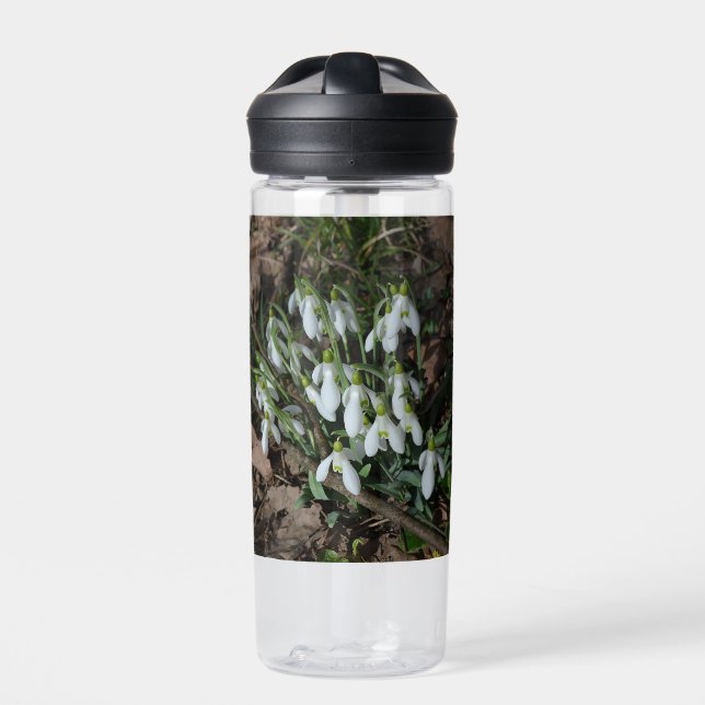 Snowdrops are the first flowers of spring  water bottle (Front)