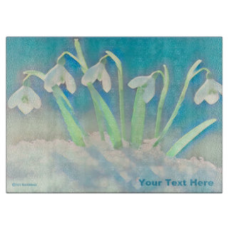 Snowdrops Blue Cutting Board
