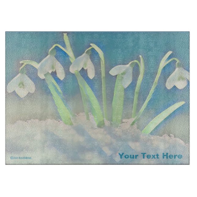 Snowdrops Blue Cutting Board (Front)