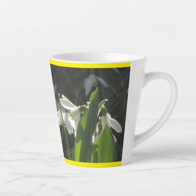 Snowdrops Cust. Border Yellow Latte Mug (Right)