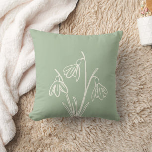 Snowdrops Flowers January Birthday Cushion