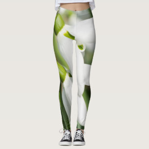 Snowdrops flowers leggings