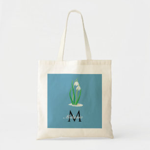 Snowdrops Flowers Spring Custom Monogram Tote Bag