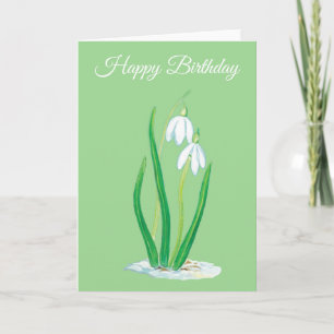 Snowdrops (Galanthus nivalis) Birthday  Card
