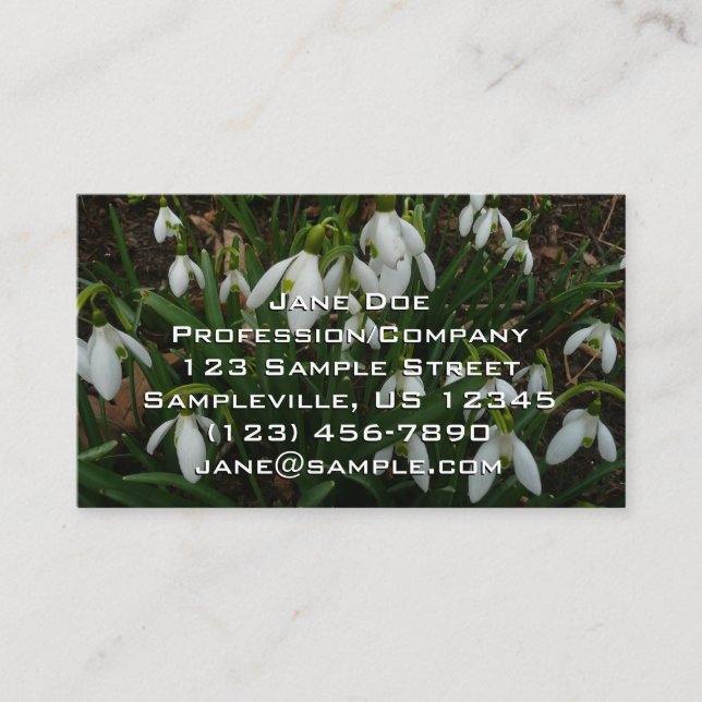 Snowdrops I (Galanthus) White Spring Flowers Business Card (Front)