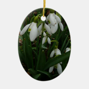 Snowdrops I (Galanthus) White Spring Flowers Ceramic Tree Decoration