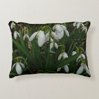 Snowdrops I (Galanthus) White Spring Flowers Decorative Cushion