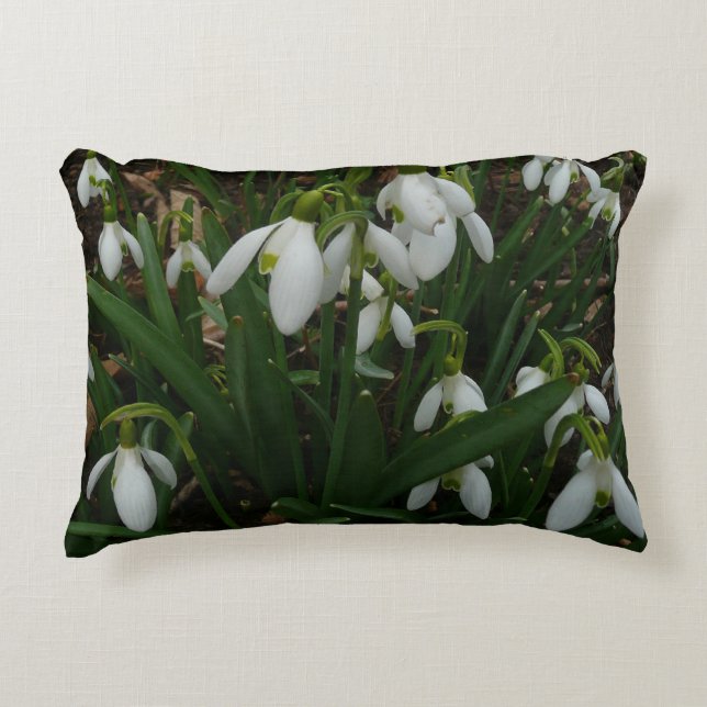 Snowdrops I (Galanthus) White Spring Flowers Decorative Cushion (Front)