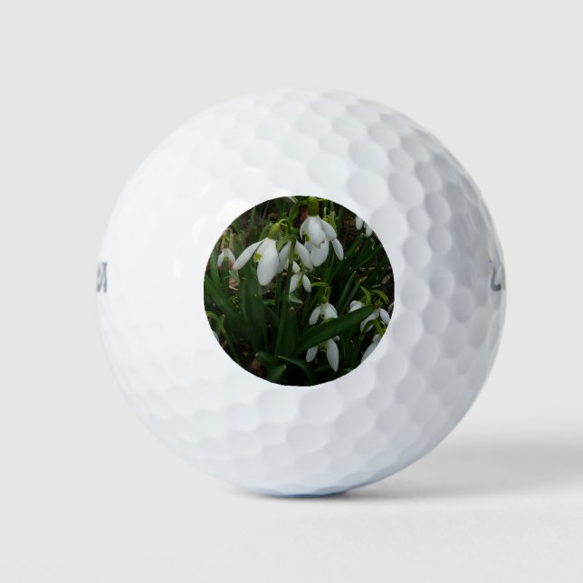 Snowdrops I (Galanthus) White Spring Flowers Golf Balls (Front)