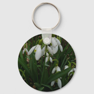 Snowdrops I (Galanthus) White Spring Flowers Key Ring