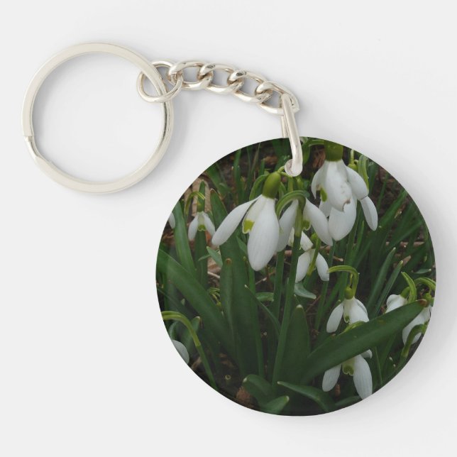 Snowdrops I (Galanthus) White Spring Flowers Key Ring (Front)