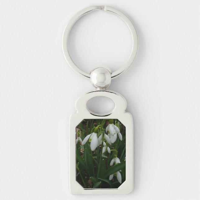 Snowdrops I (Galanthus) White Spring Flowers Key Ring (Front)