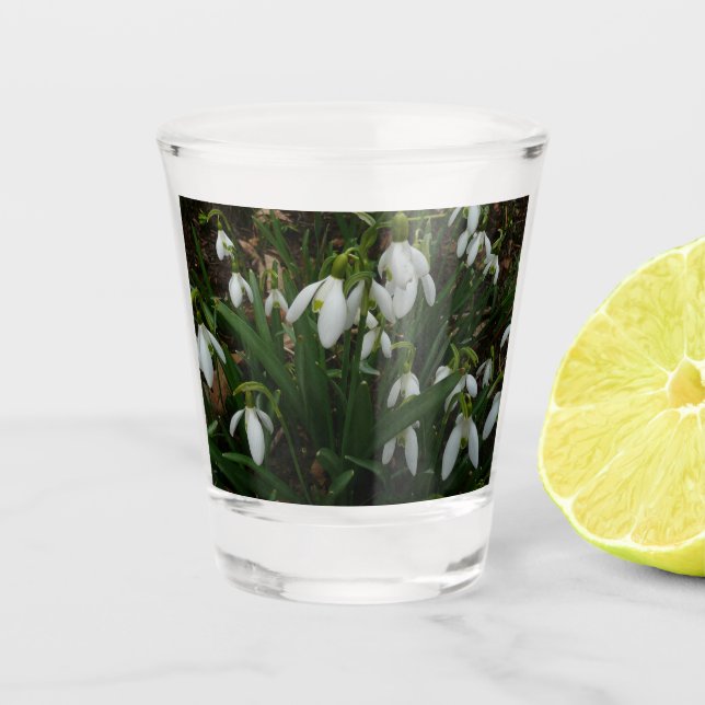 Snowdrops I (Galanthus) White Spring Flowers Shot Glass (Front)
