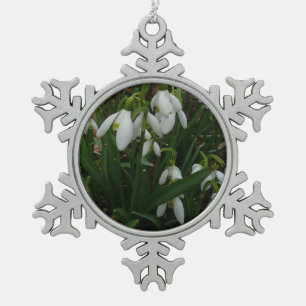 Snowdrops I (Galanthus) White Spring Flowers Snowflake Pewter Christmas Ornament