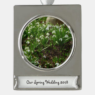 Snowdrops II (Galanthus) Spring Floral Silver Plated Banner Ornament