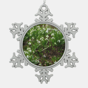 Snowdrops II (Galanthus) Spring Floral Snowflake Pewter Christmas Ornament