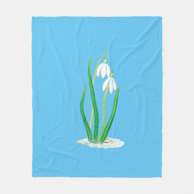 Snowdrops in Snow Fleece Blanket (Front)