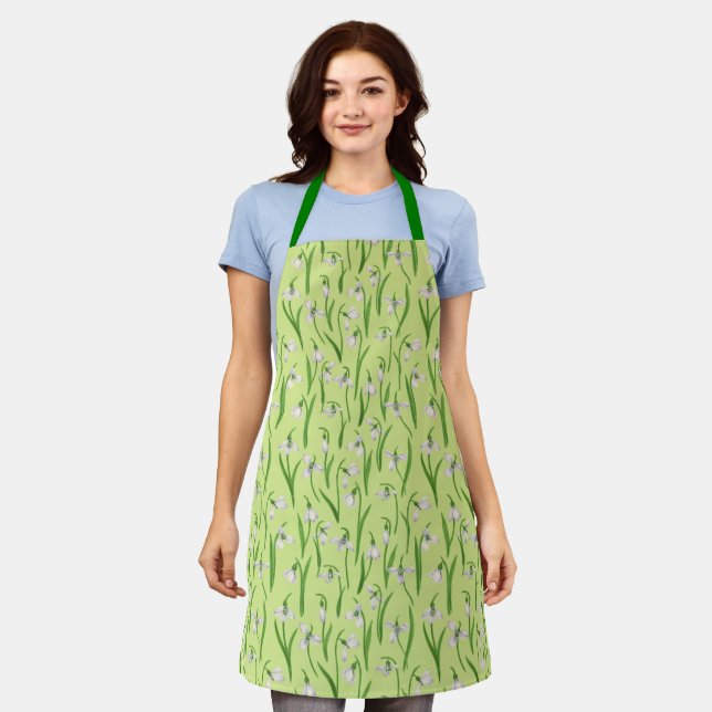 Snowdrops on honey dew apron (Worn)