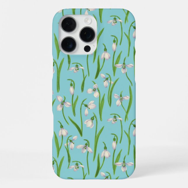 Snowdrops on pool blue iPhone case (Back)