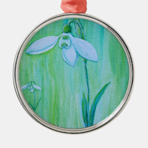 Snowdrops Painting Metal Tree Decoration