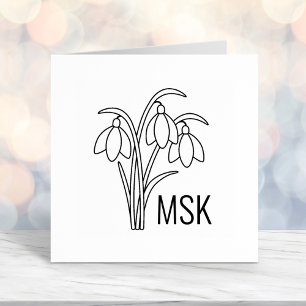 Snowdrops - Spring Flowers Monogram Initials Self-inking Stamp
