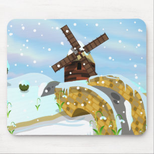Snowdrops windmill mouse pad