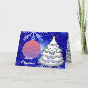 Snowed Christmas Tree Photo Frame Card