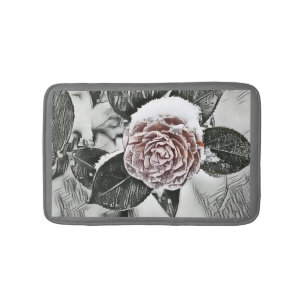 Snowed Frozen Rose Drawing Bath Mat