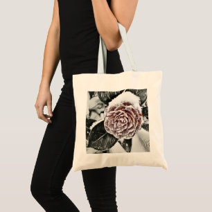 Snowed Frozen Rose Drawing  Tote Bag