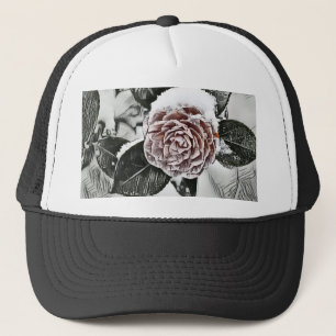 Snowed Frozen Rose Drawing Trucker Hat