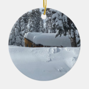 Snowed-In Cabin Ceramic Tree Decoration