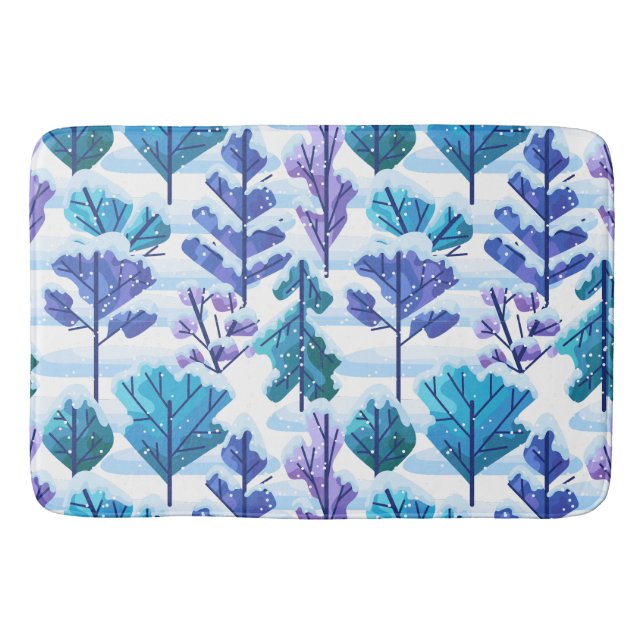 Snowed Trees Winter Pattern Bath Mat (Front)
