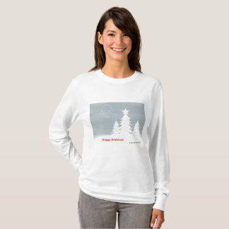 Snowfall and Pine Trees - "Happy Holidays" T-Shirt
